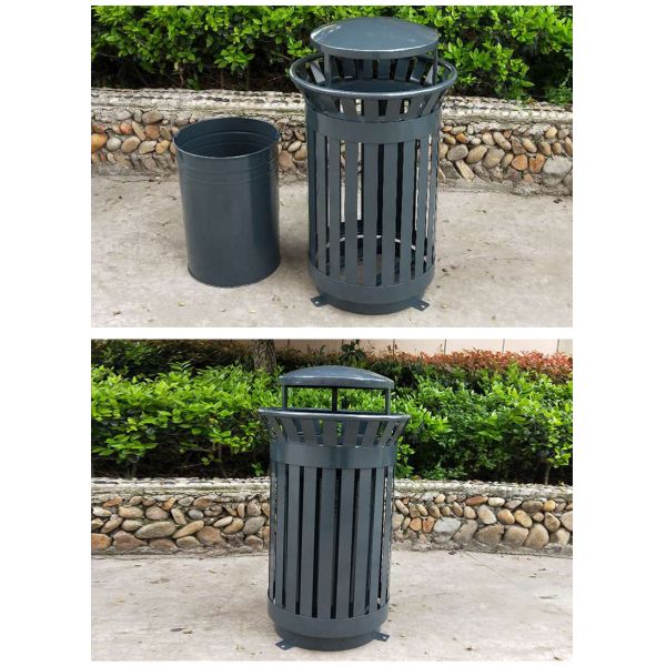 Outdoor	 Recycle Bin Waste Bin Round Stainless Steel Pedal Trash Can