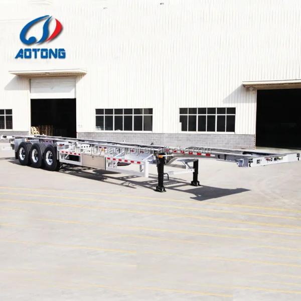 Madagascar Flatbed 3 Axles Container Shipping Tandem Skeleton Semi-trailer para caminhão