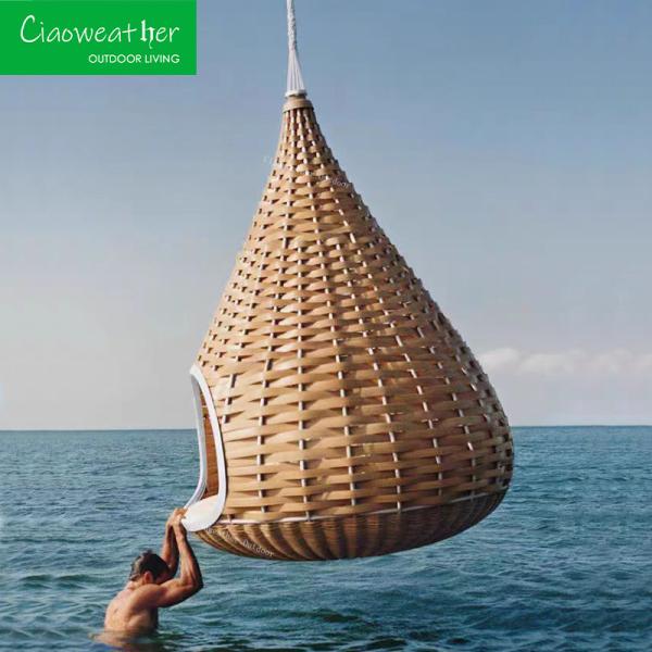 Outdoor Furniture Wicker Bird's Nest Shaped Swing Chair Bed Customized Color NO Folded