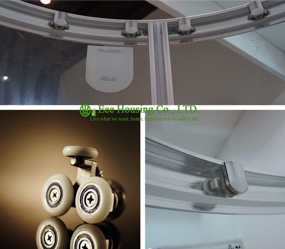 Fan-shape Arc Hinge Compact Shower Cabin Door,anti-dropping design roller Aluminum frame fan-shape slding shower door