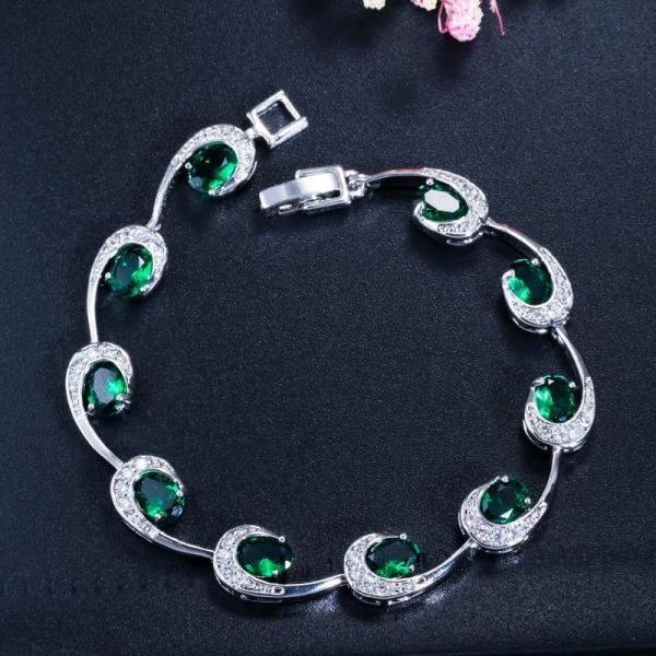 Lovely Women Four Round Bracelet Red CZ Stone Bracelet Setting Crystal Fashion Tennis Bracelet for Wedding Gift