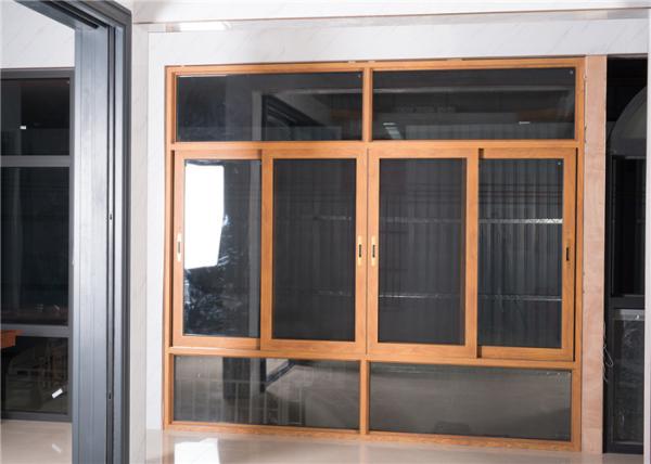 Professional Aluminium Glass Window Yellow Brown Floor To Ceiling Waterproof