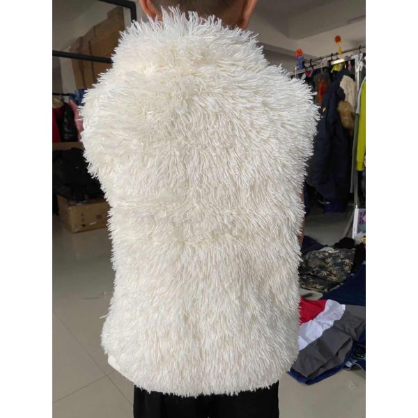 100% Polyester Children'S Winter Clothes Girl's White Plush Vest