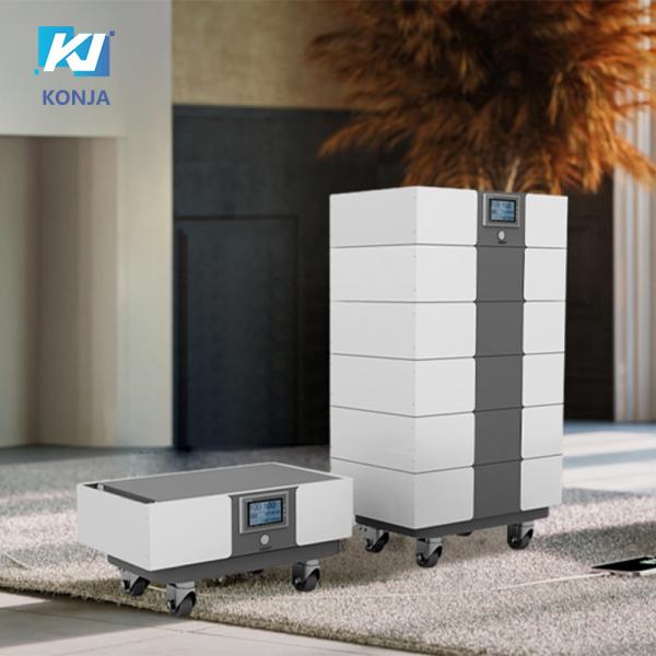 KonJa Power 48V 96V 144V 192V 240V 288V 100Ah Home LifePO4 Bateria solar empilhável com controle de tela