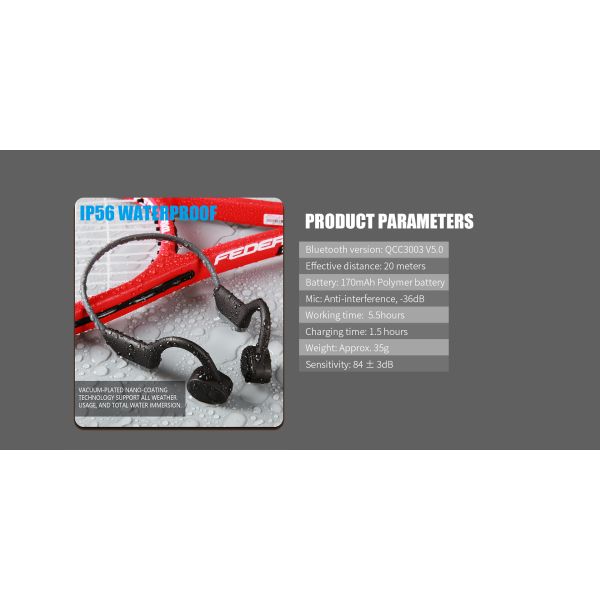 2019 new neckband sports bone conduction headphone,over-the-ear wireless bluetooth headphone earphone