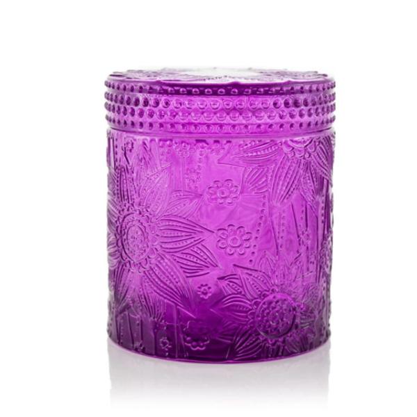 Carved Colored Glass Jar Tea Light Candles / Perfume Scented Candles WXC190910