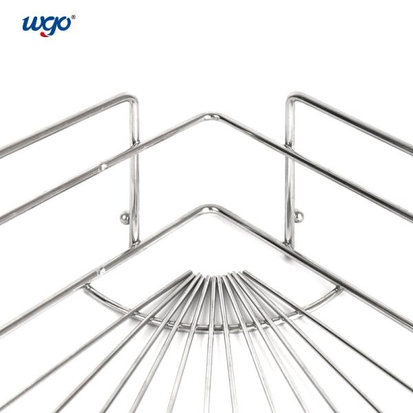 Stainless Steel Wall Mounted Damage Free Bathroom Corner Shelf No Drilling