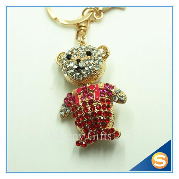 3D Teddy Bear Cute Cartoon Rhinestone Animal Shape Key Chain for Valentine's Day Gift