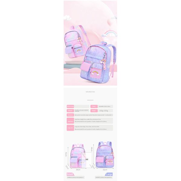 Little Kids School Bag Large Capacity Colorful Pink Custom Logo Backpack for Children