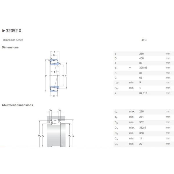 Heavy duty NSK HR32052XJ Bearing 260×400×87mm Used In Conveyor