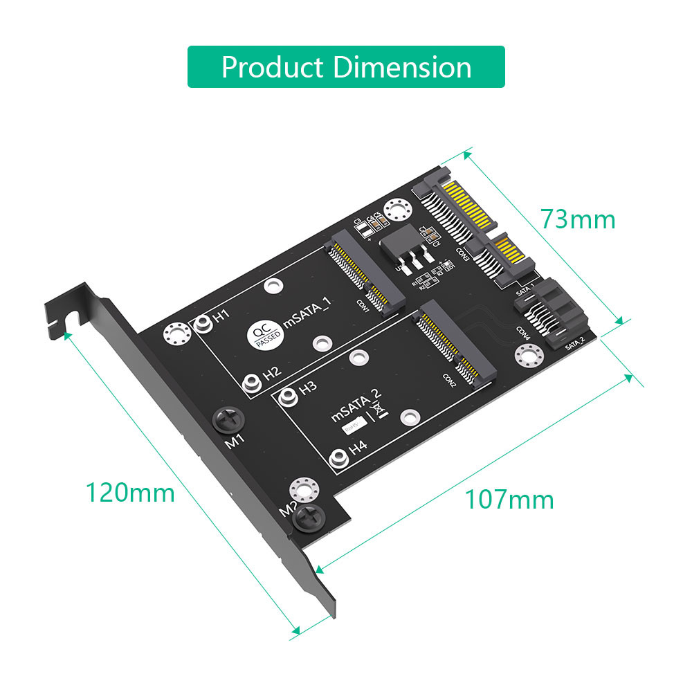 MSATA Hard Disk Application Dual SATA3 Converter Adapter Card с брекетом полной высоты