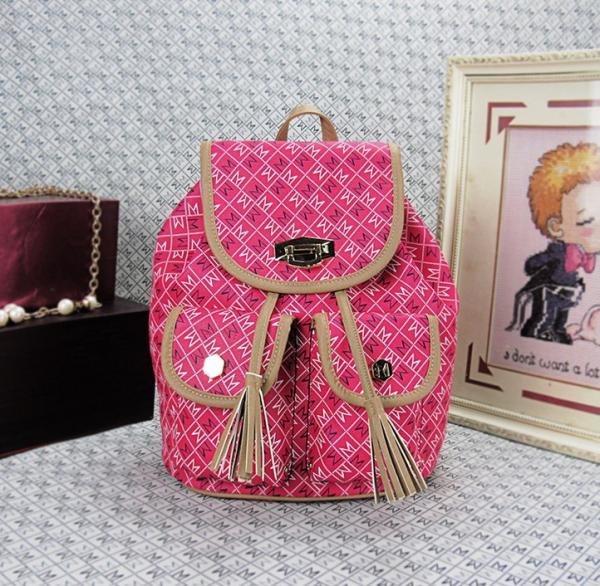 The new Ms. shoulder bag drawstring handbag Korean letters printed PU leather backpack tide