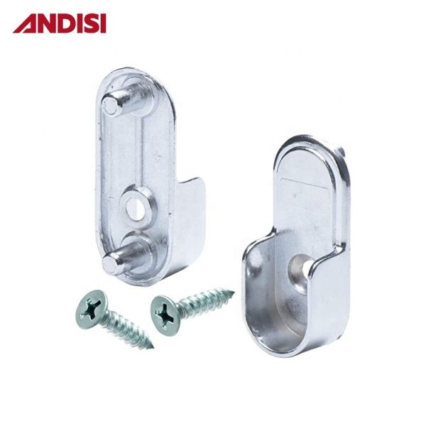 Chrome Plated Oval Pipe Hanger for 44mm Length Wardrobe Clothes Hanging Rod Rail Holder