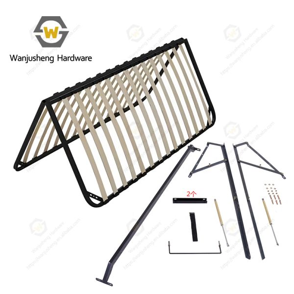 Foldable Double Bed with Hardware Kit Furniture Spare Parts Metal Tatami Bed Frame for Rental House