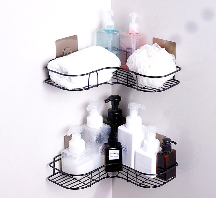 Iron Bathroom Corner Storage Rack , 5KG Loading Corner Storage Holder Shelf