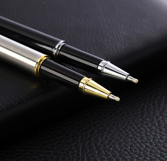 Печать логотипа на заказ Черная белая стройная металлическая шариковая ручка для индивидуального цветного подарка