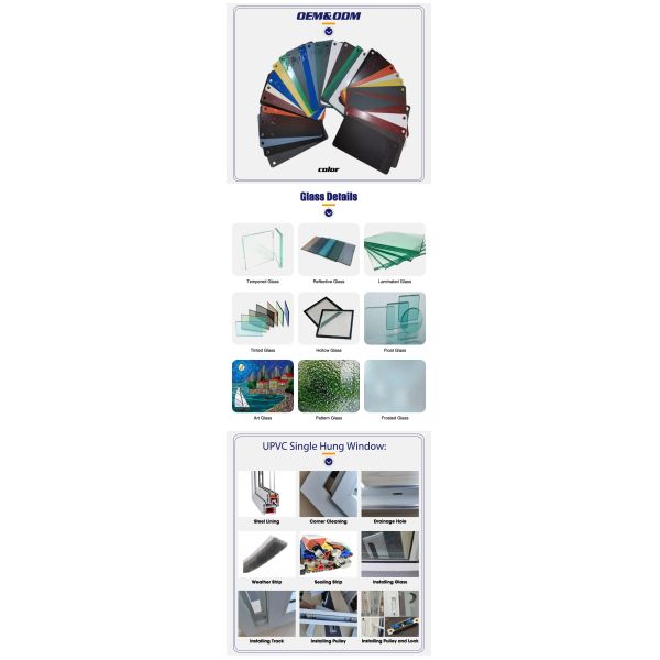 Energy UPVC Frame glass Curtain Type Roller Blind Pvc Window Frame for Single Hung Window