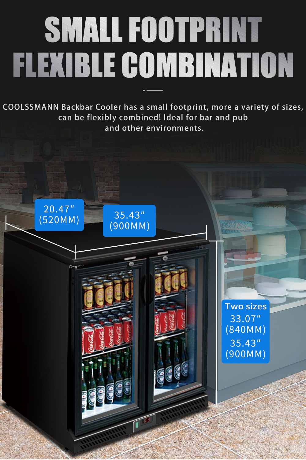 Раздвижная дверь холодильника небольшого Backbar напитков более крутая с испарителем скрепления крена