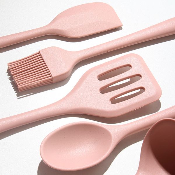 8pcs Mini Kid Silicone Cooking Kitchen Utensils Set Dishwasher Safe Spatula Set with Spatula Spoon Tong Brush Whisk Tong