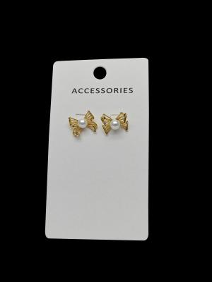 Women's Gold-Plated Pearl Earrings with Butterfly Design 10mm