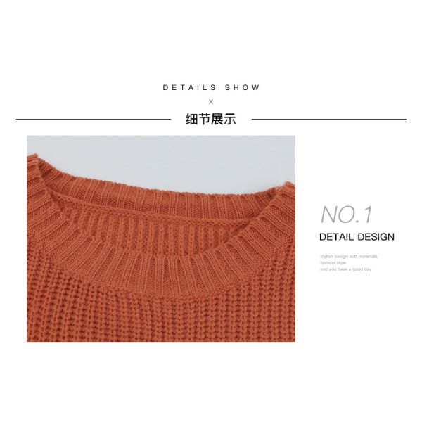 White Women'S Pullover Sweaters Long Sleeve Crewneck Knitted Soild Top