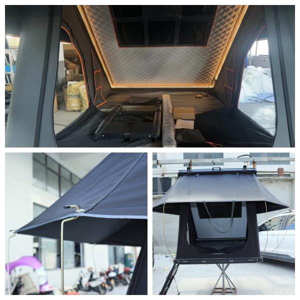 Camper de toit de voiture en polycotton en aluminium pour véhicules complètement résistant aux intempéries