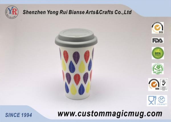 Temperature Sensitive Printed Starbucks Ceramic Mug With Lid And Sleeve