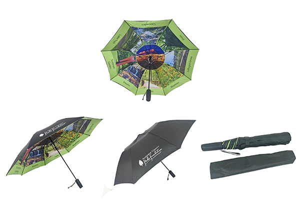 2 Folded Automatic Compact Travel Umbrella 112cm Arc Diameter 44cm Folded Length