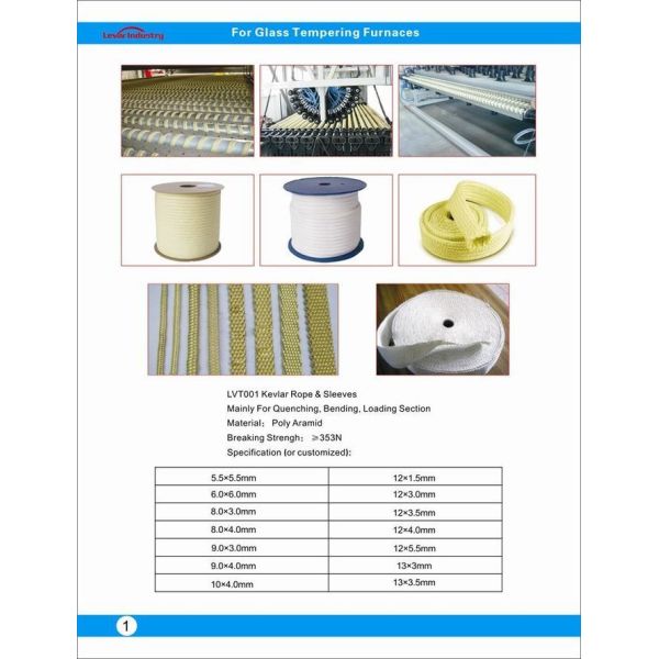 Kevlar Aramid Ropes for Glass Tempering Furnace 10 x 5mm Tamglass Northglass Landglass tempering furnace