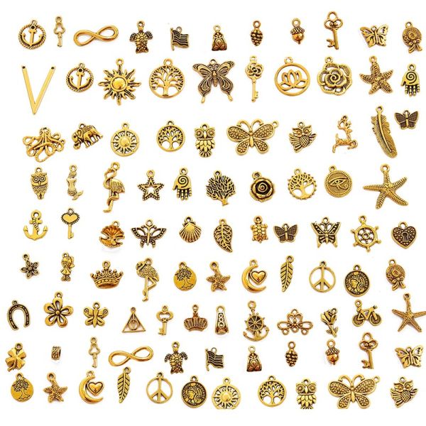 Unisex Vintage Alloy Necklace Earrings Handmade DIY Mobile Phone Case Pendant Material