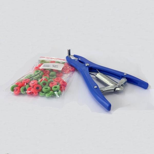 Livestock Castration Bander , 100Pcs Latex Castrator Rings, Balloon Expander Pliers Set
