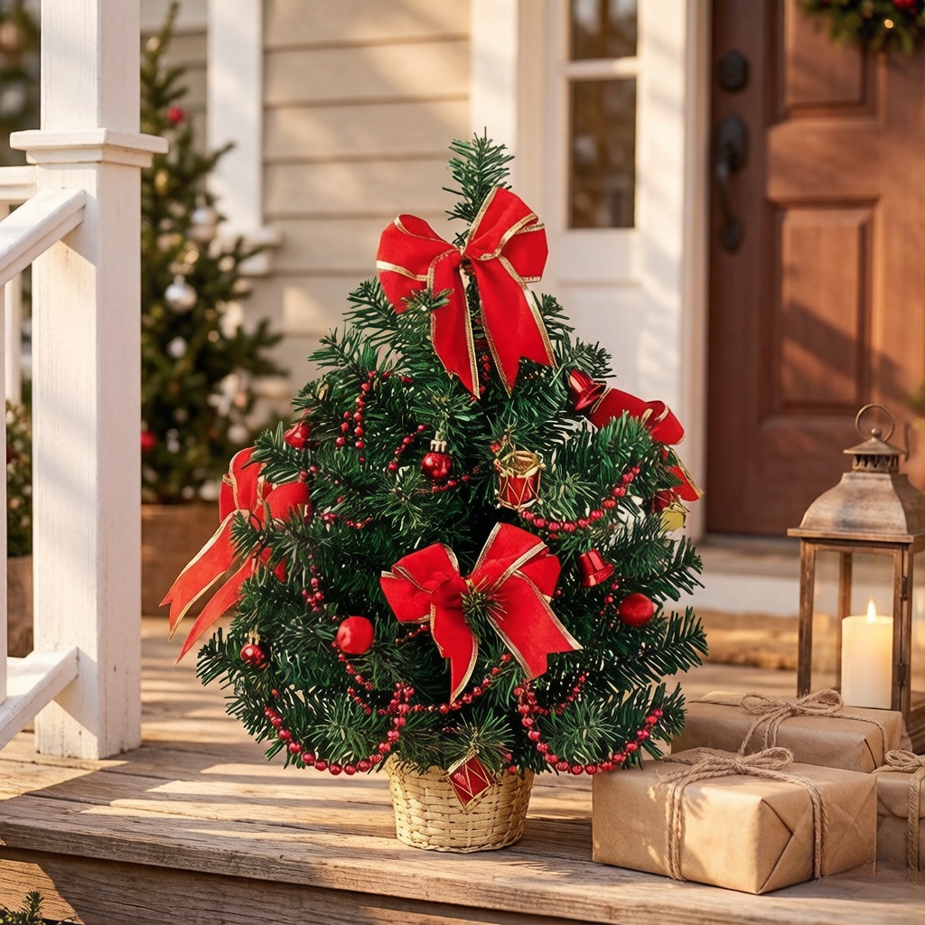 2026 Modern Multi-Design Artificial Mini Christmas Tree Tabletop Decoration Outdoor Use Plastic & Steel Craft