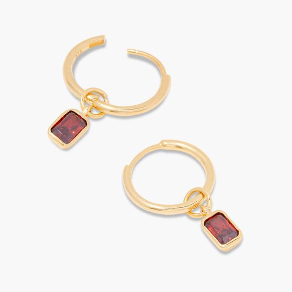 5mm 2.5inches Copper Earrings Mackenzie Birthstone Hoops Rhodium Plated