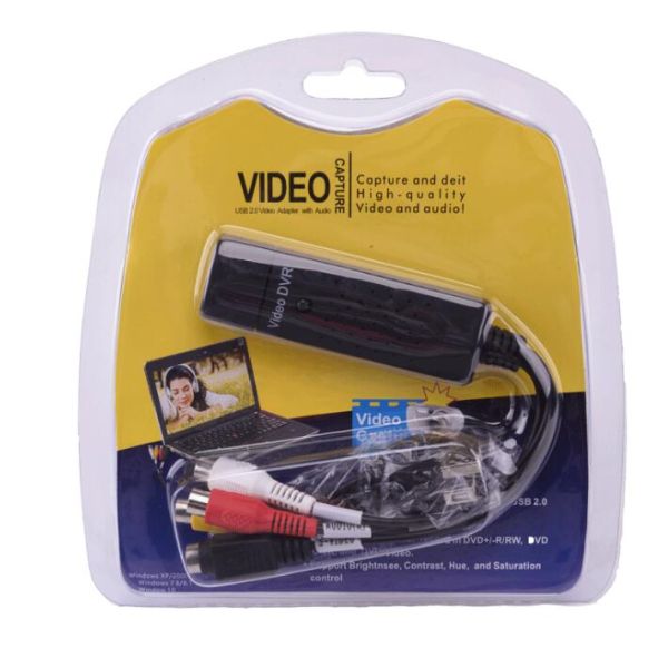 Black Cable Cubby Box , One Way USB Video Single Channel AV Signal Capture Data Acquisition Card