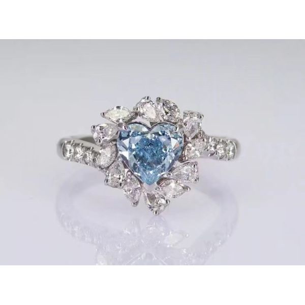 Lab Diamant bijoux alliance alliance alliance de mariage bleu cœur diamant détachés diamants synthétiques