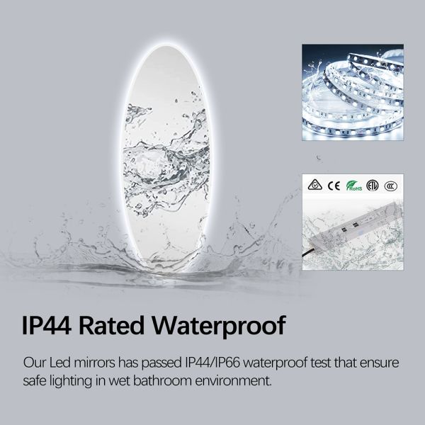 Oval LED Full Length Mirror Smart Backlit Large Capsule Bathroom Mirror For Hotel Cloakroom