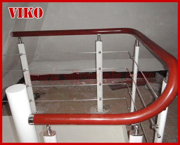 Spiral StaircaseVH16S Tread Beech 304 Stainless Steel  Spiral Stainless Steel Stair Handrail Railing Glass