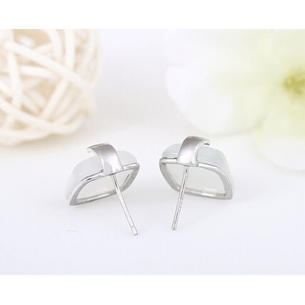 S925 sterling silver earrings sterling silver earrings Korea Korean large square opal