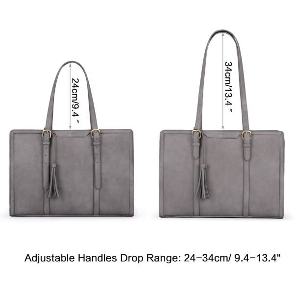 FOR WOMEN 15.6 INCH WORK TOTE BAGS PU LEATHER COMPUTER PURSE FOR BUSINESS OFFICE WITH 3 LAYER COMPARTMENTS