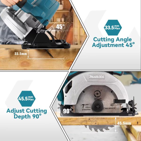 Makita Brushless Electric Circular Saw 7.4 Inch Cordless High Power Board Cutting Machine Woodworking Tools