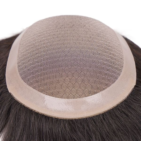 100% Virgin Human Hair Full Lace Toupee For Man With Mono Mesh And Lace Base Material