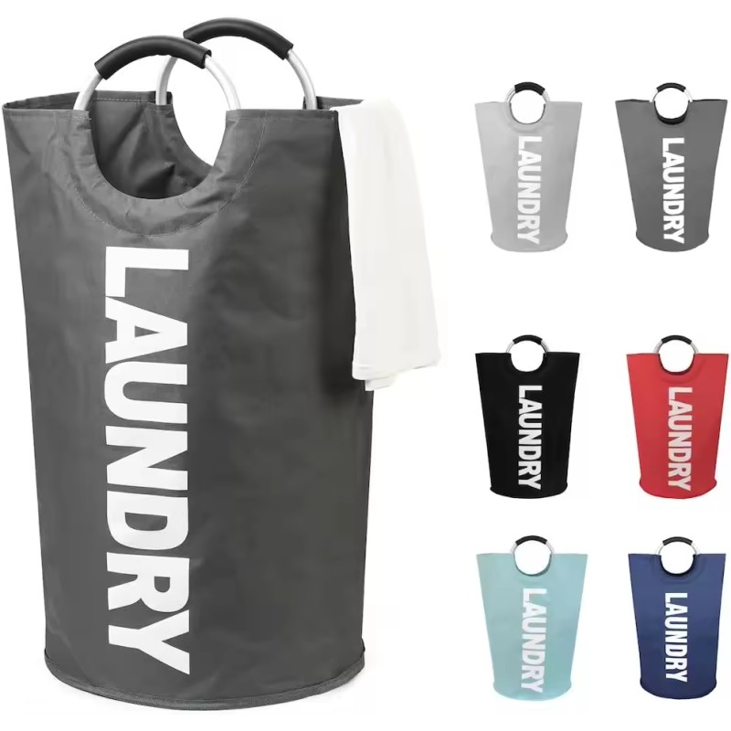 90L Foldable Freestanding Laundry Hamper with Dust Cover for Home Organization