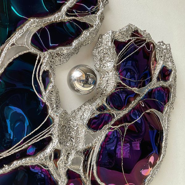 Metal Round Wall Object Mirror Decoration Unique Interior Welding Design