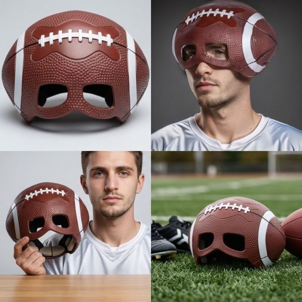 Textured Football Fan Mask - Premium Pigskin Style Game Day Face Shield for Tailgates, Sports Cosplay & Superfan Accessories