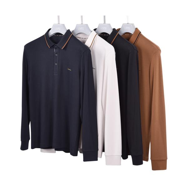 Venda por encomenda Custom Design Homens Plain Manga Longa Polo logotipo camisetas de algodão camisetas