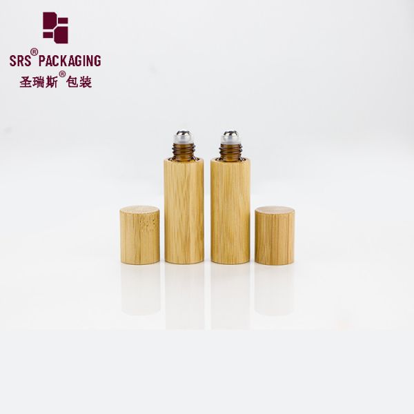 SRS Natural Bamboo Cosmetic Mini Perfume Amber Glass Roll On Bottle 5ml