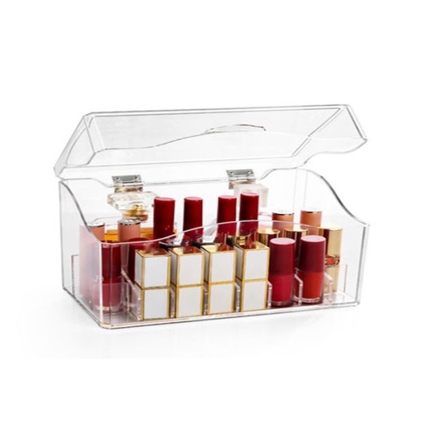 Clear Cosmetic Acrylic Display Box , Lipstick Acrylic Makeup Storage Turn Over Design