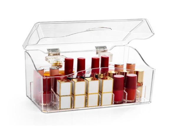 Clear Cosmetic Acrylic Display Box , Lipstick Acrylic Makeup Storage Turn Over Design