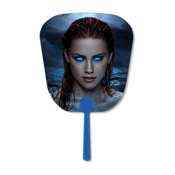 Durable Custom Lenticular Printing , Round Shape 3D Advertising Handle Fan