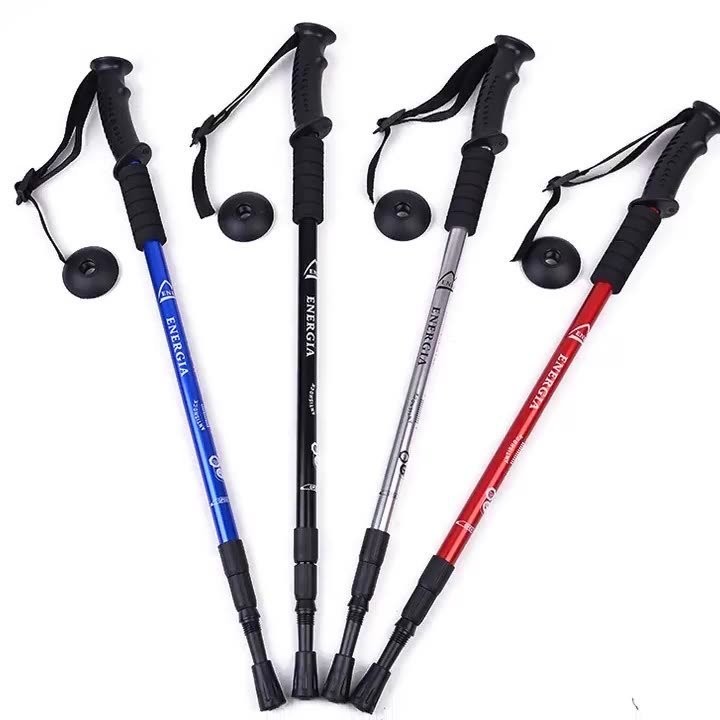 Blue Aluminum Telescopic Mountain Trekking Pole for Straight Handle Walking Cane